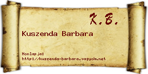 Kuszenda Barbara névjegykártya